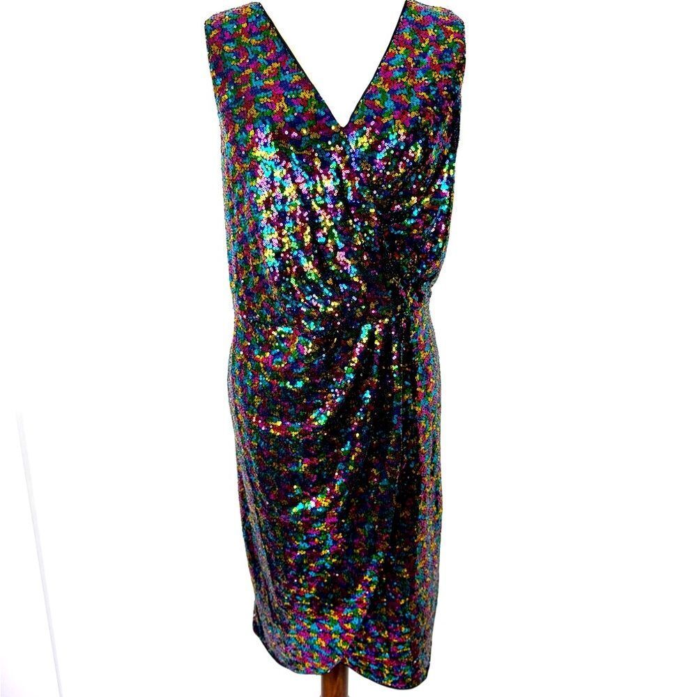 GRACE KARIN Women V Neck Sleeveless Lined Sequin Evening Dress 2XL